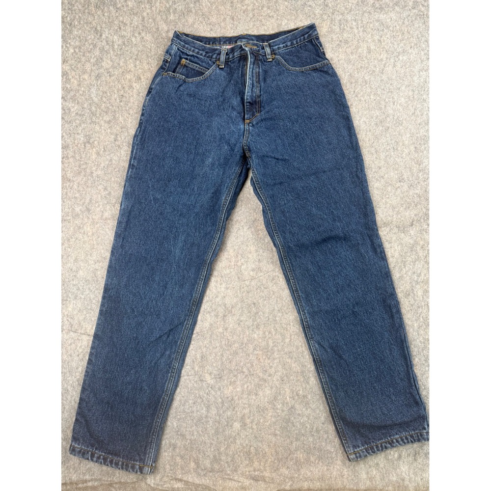 Guide Gear Flannel Lined Jeans Womens 12 Blue Denim Plaid Lining Straight Leg